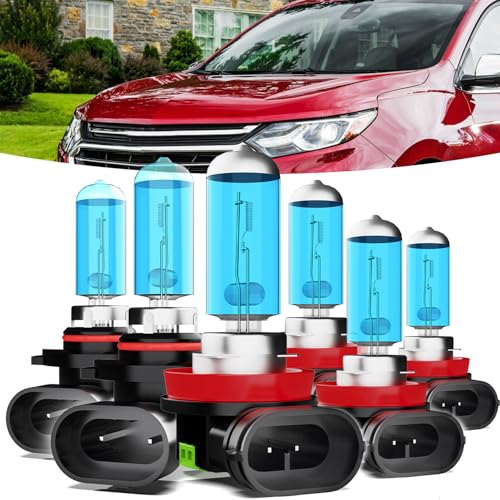 TTDBDAN Halogen Headlights Fit for Chevrolet Chevy Equinox 2010-2018 Headlight Bulbs,9005/HB3/H10 High Beams+ H11/H8/H9 Low Beams+ h11 Fog Lights Bright Front Lights,Plug And Play,Pack of 6