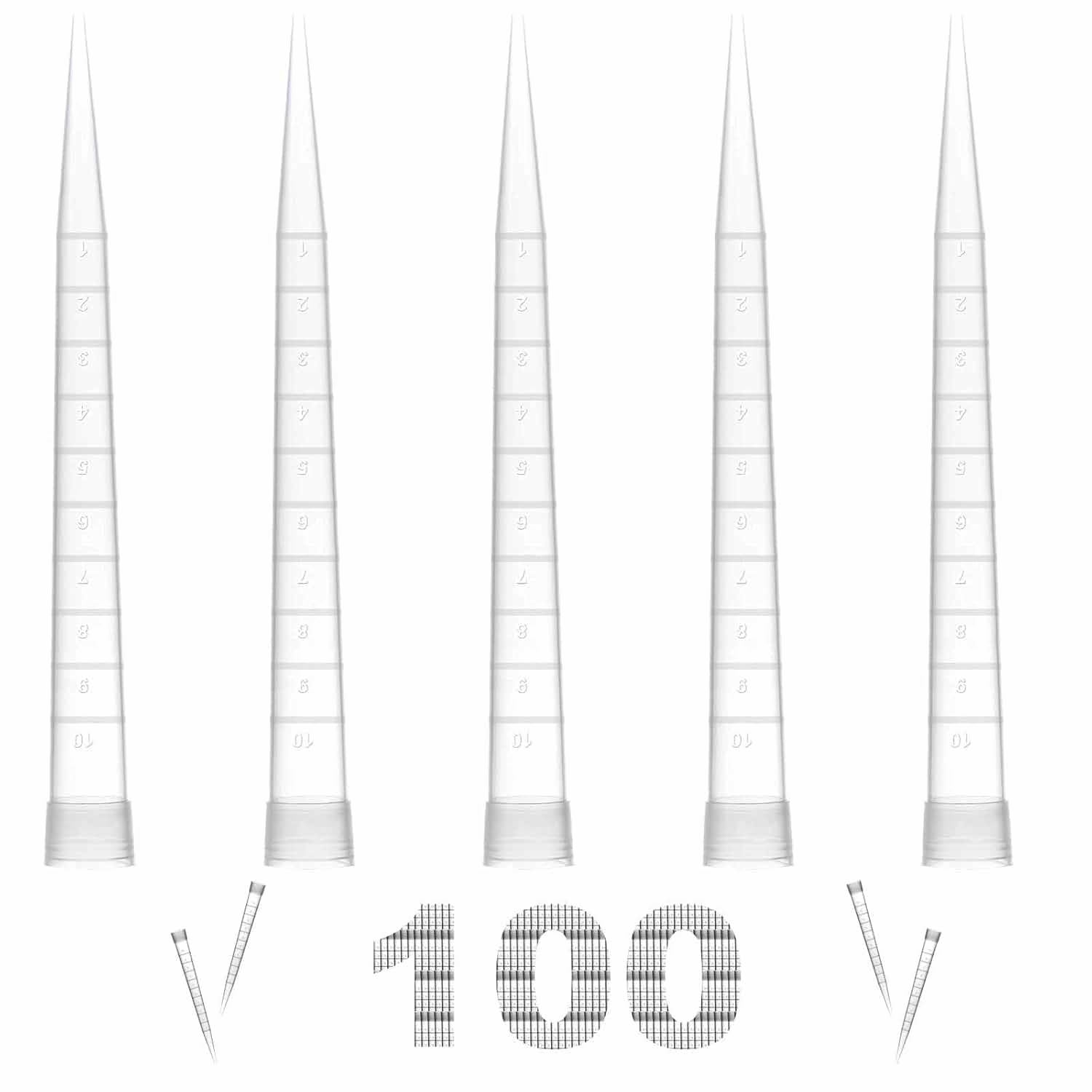 Punte per pipette da 10 ml, 100 punte universali da 10 ml, trasparenti, in polipropilene (PP), autoclavabili, senza DNasi/RNasi/Pirogeni, liquido da laboratorio, 100 pezzi/sacchetto