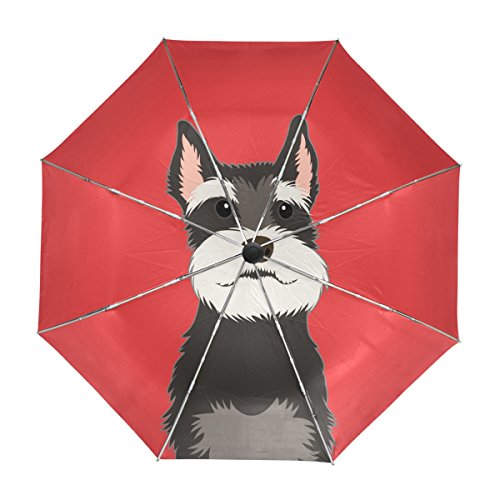 Preisvergleich Produktbild ALAZA Schnauzer Hund Regenschirm Reise Auto Öffnen Schließen UV-Schutz-windundurchlässiges Leichtes Regenschirm