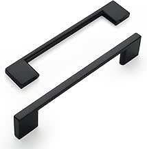 Amerdeco UK0035 5-Piece Black Kitchen Cabinet Handles 128 mm Zinc Alloy Furniture Handles with Screws for Desks, Drawers, Cabinets, Cupboards