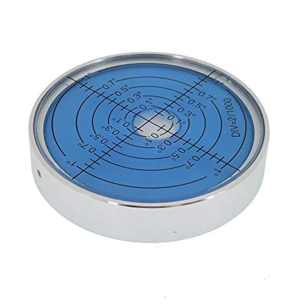 Aluminum alloy high precision horizontal bubble universal high precision small level bubble level meter circular bubble correction Convenient and quick (Silver-blue - with magnetic-luminous)