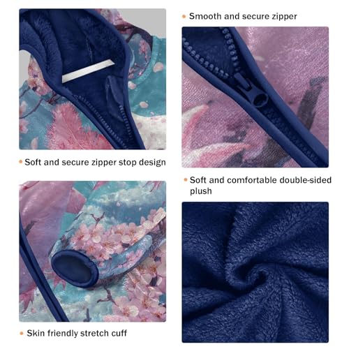 Kawaii Axolotl Pink Cherry Blossoms Toddler Fleece Jacket Girl Boys Hooded Fleece Jacket Coat3