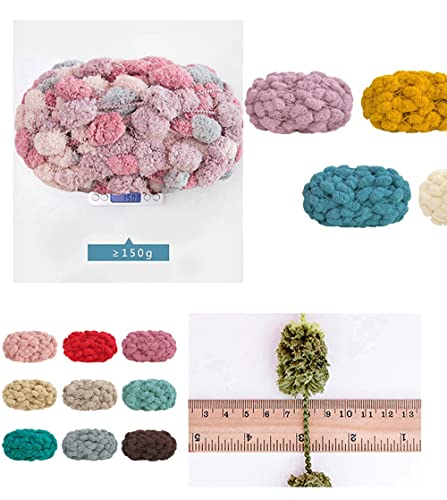 3 Rolls Pomp-A-Doodle Yarn,100% Polyester Jelly Bean Pom-Pom Ball Yarn For Crochet Knitting Handcraft Mat Pet Nest 450G (Quiet Night) #TOP7