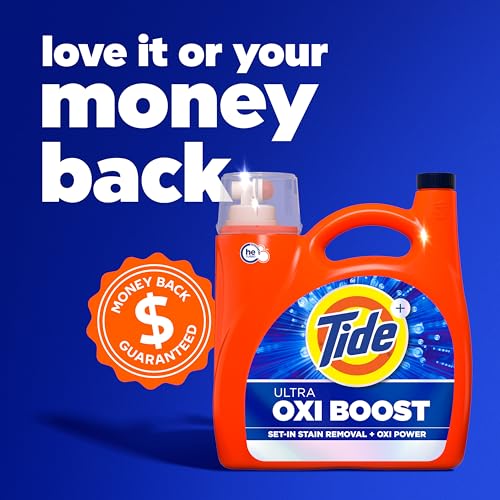 Image of Tide Ultra Oxi Boost Liquid Laundry Detergent, 148 fl oz, 105 Loads, Advanced Stain Remover with Extra Oxi Power