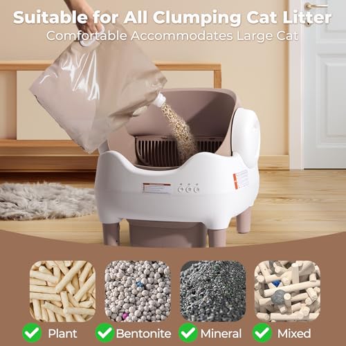 Image of Self-Cleaning Cat Litter Box, Open-Top Automatic Litter Box with APP Control, Odor-Control & Low-Noise Design, Large Capacity, Safe for Multiple Cats