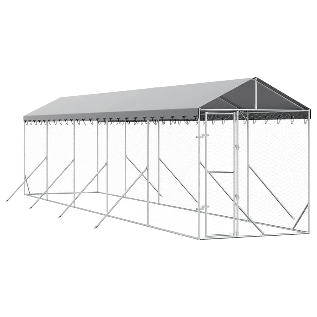 Cuccia esterna in acciaio zincato, 2 x 10 x 2,5 m | Con tettuccio in polietilene, porta con serratura, rete ventilata, per cani e piccoli animali
