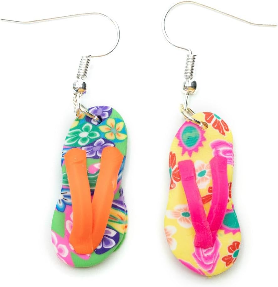 Miniblings Bathing Slippers Earrings Pendant Sandals Vacation Beach colorful mix - Handmade Fashion Jewelry I Earrings silver-plated