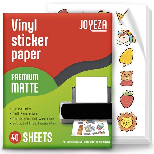 JOYEZA Premium Printable Vinyl Sticker Paper for...