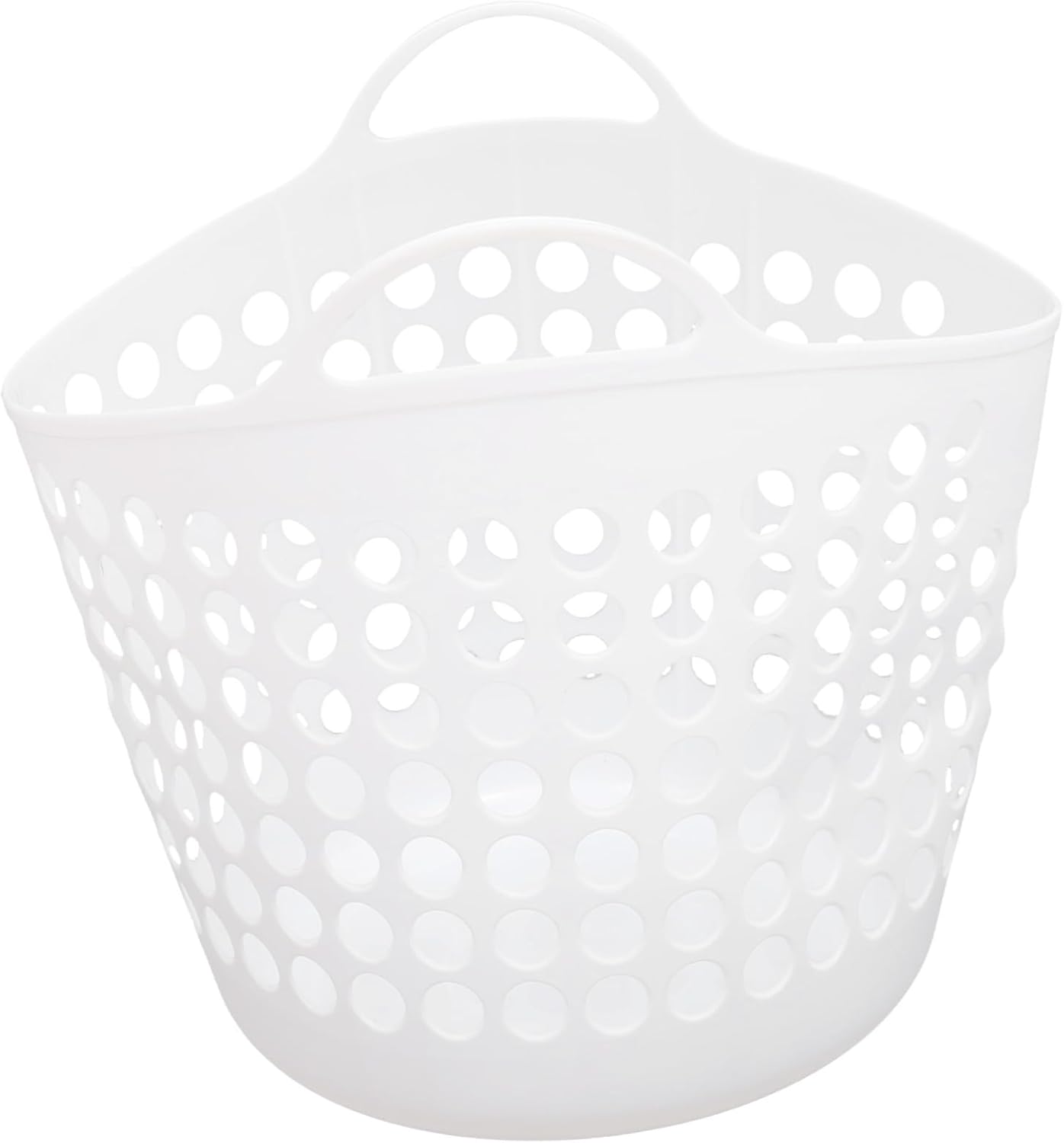 Garneck Household Plastic Laundry Basket Medium Round Hollow Design Capacity Storage Hamper for Home Bathroom Closet Smooth Surface Laundry Hamper for Clothes Blankets