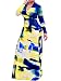 Locryz Women's V Neck 3/4 Sleeve Digital Floral Printed Party Loose Long Maxi Dress With Belt (L, Blue 1)