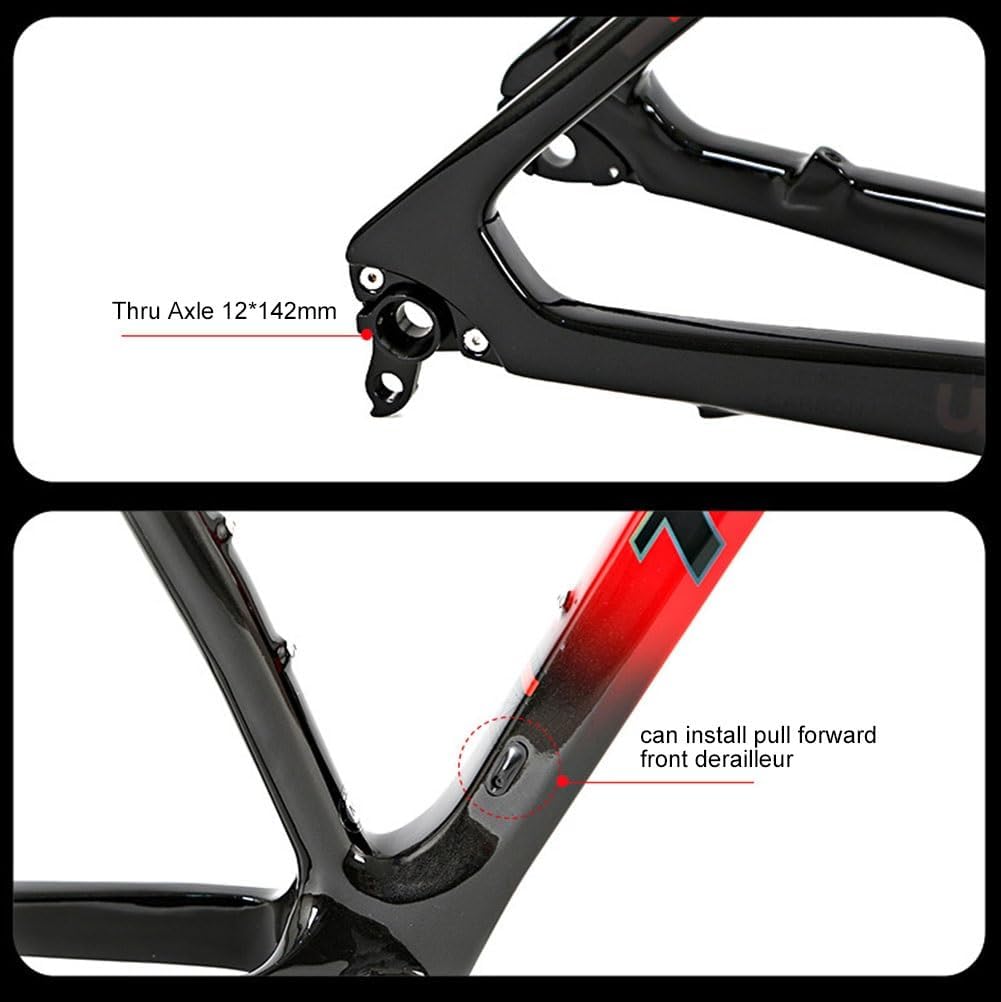 TUJISEK Mountain Bikes Frame Carbon Fiber 15''/17''/19'' Hardtail Mountain Bikes Frame Thru Axle 12 * 142mm Disc Brake 27.5 29er XC Frame Internal Routing