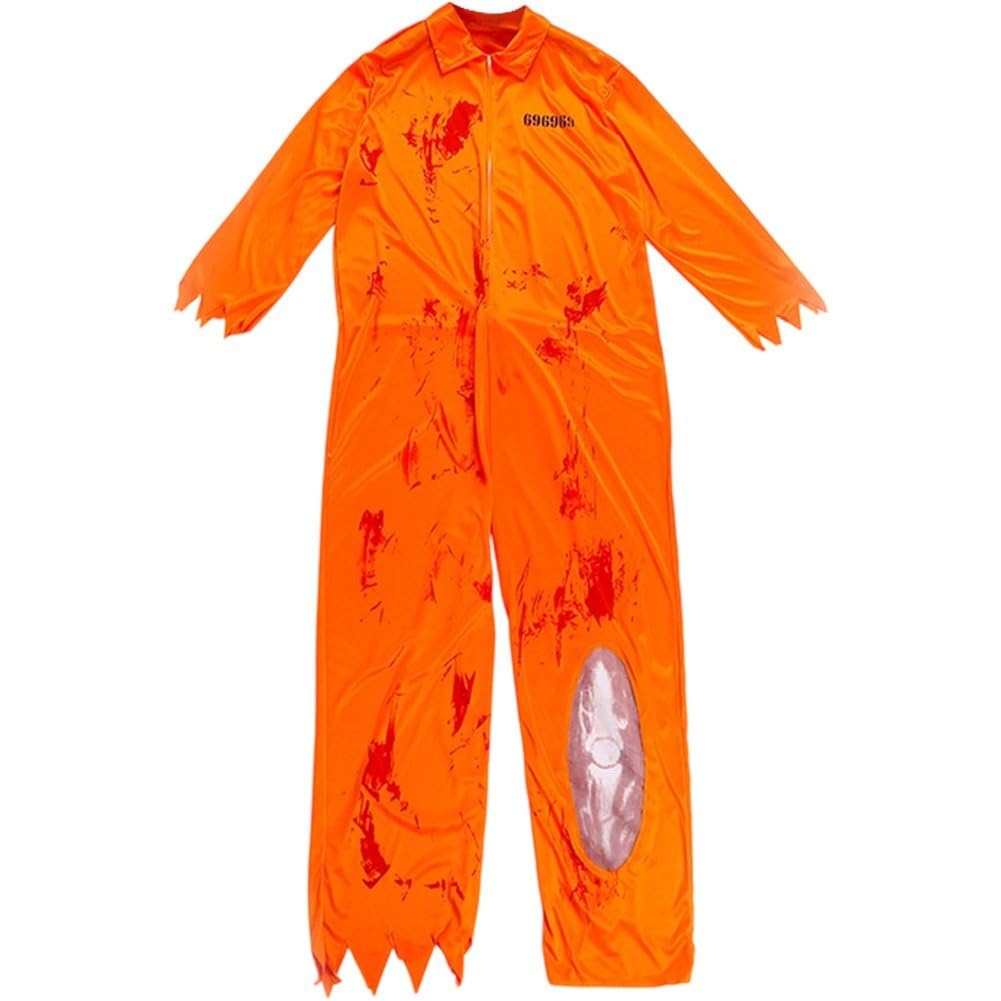 Combinaison orange de prison pour homme terrifié par le manque d'idée Halloween