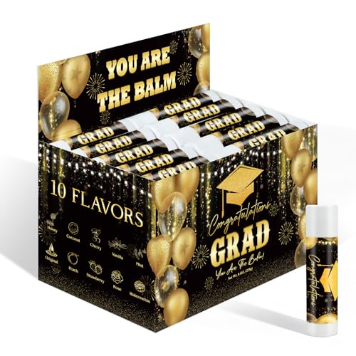Image of 50 Pack Graduation Lip Balms Party Gifts Bulk Congrats Grad Class of 2026 You Are The Balm School College Inspirational Graduation Gifts for Students Her Him Women Men Friends Classmates, Black