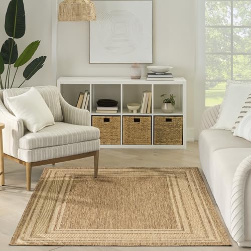 Nourison Home Horizon Indoor/Outdoor Natural 5' x 7' Area Rug - Easy Clean, Non Shedding, Bed Room, Living Room, Dining Room, Kitchen (5' x 7')