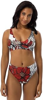 Floral Bikini Set – Recycled Fabric, Double Layer, Removable Pads – Eco-...