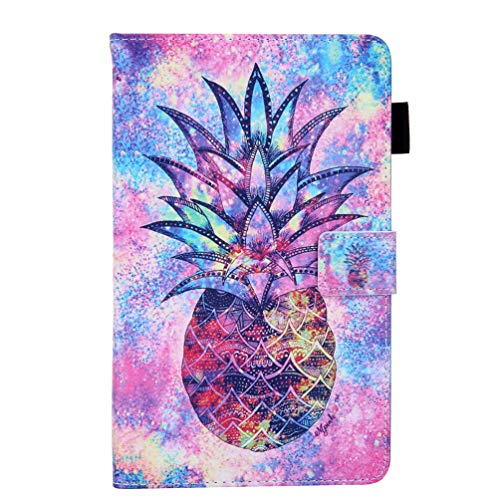 AIFILLE Tablet Case Wallet for Girls Ladies with Colorful Glitter Pineapple Pattern Flip Stand Book Style Durable PU Leather and Soft Silicone Back Cover for Samsung Galaxy Tab A 8 inch 2019 T290/T295