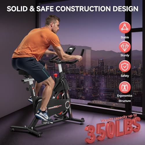 Wenoker Exercise Bike Magnetic APP Compatible, Indoor Cycling Spin Bike for Home Gym Use, Exercise Equipment with LCD Display, Tablet Holder for Cardio Training - Image 3