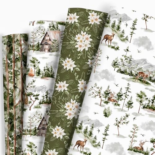 Vnaaem Christmas Wrapping Paper - Forest Green Watercolor Style Gift Wrap Paper 4.79 4.79 + 40% Off Code CCKCZ73A - image 1
