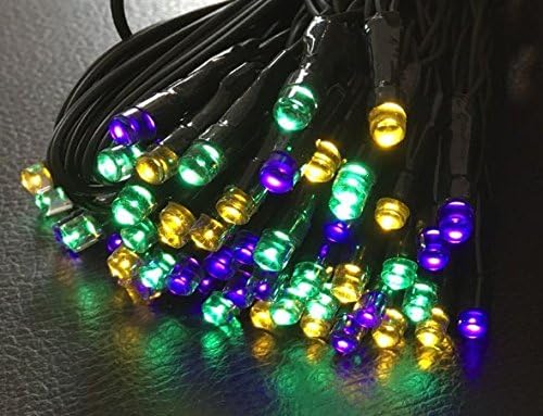 DeVida Mardi Gras Theme Halloween Decorations Party String Lights, Solar Powered 100 Mini LED Multi Colored Set, Outdoor Waterproof Lighting Decor, No Outlet Needed, (Purple Gold Green)