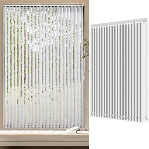 Tende Veneziane Verticali per Finestre,Tende Verticali a Lamelle in Tessuto Bianco 98mm,Oscuranti 60%,Privacy,Tenda Scorrevoli,per Casa e Ufficio,Personalizza,Larghezza x Altezza (90cm x 270cm)