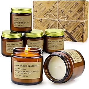 6 Pack Candles for Home Scented Aromatherapy Candles Gifts Set for Women Soy Wax Long Lasting Amber Jar Candles for Christmas Valentine Birthday Mother’s Thanksgiving Day Present