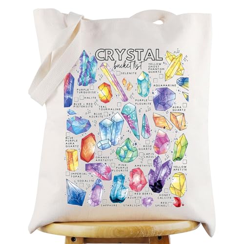 Bolso tipo tote con diseños de gemas y cristales para amantes de la geología y la cristaloterapia, regalo místico miniatura 1