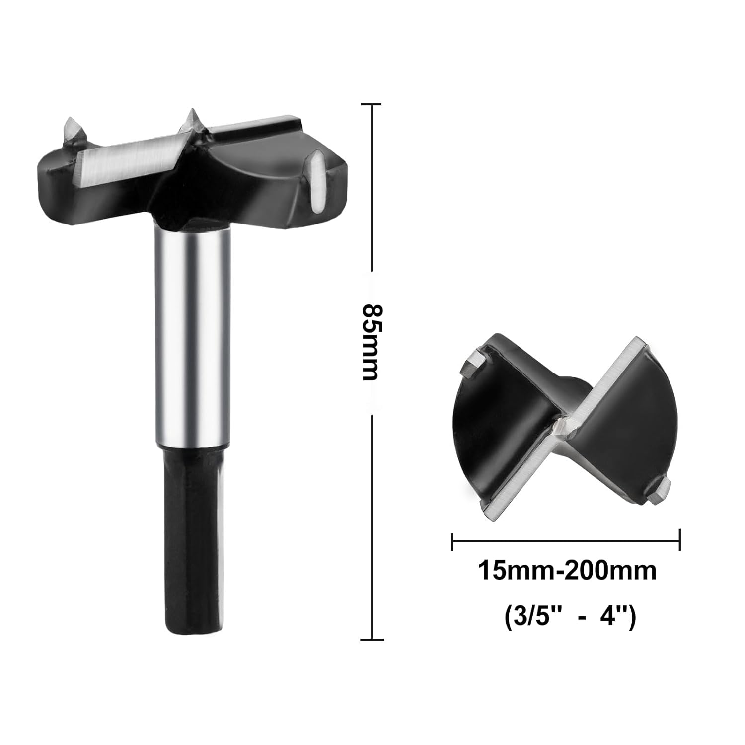 4" Forstner Drill Bit,Tungsten Carbide Tipped Wood Hole Saw for Hard Wood Plastic Plywood Woodworking Drilling Tool Cutter(100mm