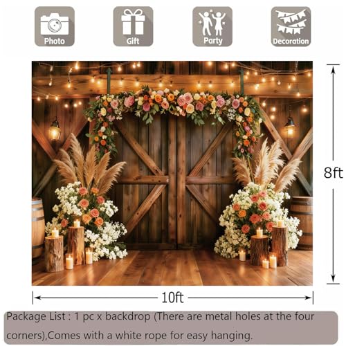 Fondo rústico de boda 10x8ft decorativo en tela miniatura 4