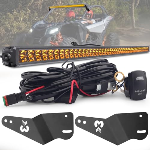 Chelhead X3 Light Bar Mounting Kits 50 Inch Slim Combo Beam Led Light bar with 10ft Rocker Wiring Harness for Upper Windshield Mount Compatible with Can Am Maverick X3 and X3 Max 2017+ All Models