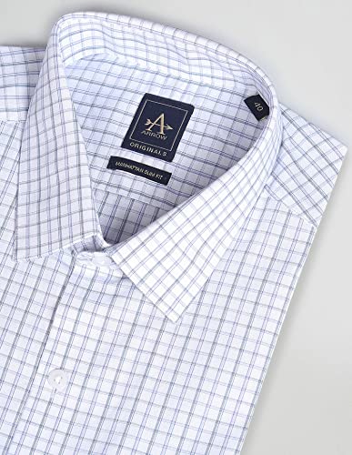 Image of Arrow Men Slim fit Cotton Checked Long Sleeves Cutaway Collar Shirt