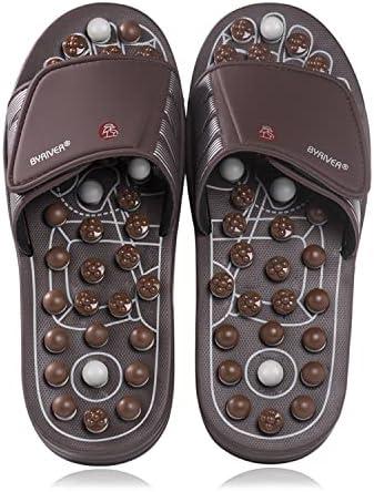 BYRIVER Plantar Fasciitis Aid Foot Massager, Acupressure Slippers Slides for Males Ladies, Reflexology Therapeutic massage Flip Flops Sneakers Sandals, Enhance Circulation Rest Presents for Mother dad (03S)