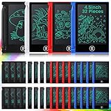 32 Pieces Mini LCD Writing Tablet 4.5 Inch Educational Toys Learning Writing Pad Erasable Drawing Pad Reusable Learning Toy Gift Preschool Art Toys for Girls Boys Birthday Favor (Plain Colors)