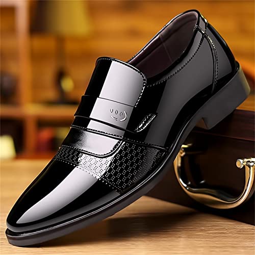Mens Breathable Leather Shoes Formal Business Shoes Low Heel Patent Leather Shoe Non Slip Arch Suppport Dress Footwear Comfortable Elegant Dating Man Durable Casual Footwear4