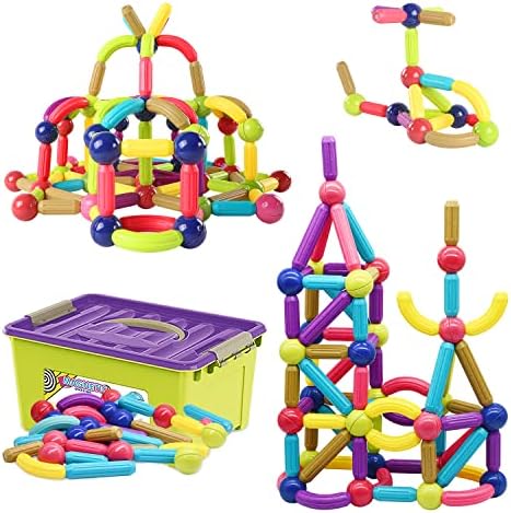 Huaker 88 Piece Magnetic Balls and Rods Set,Magnetic Building Toys Colorful DIY STEM Building Blocks Sticks for Ages 3+ Year Old Children Boy Girl Educational Construction Toy
