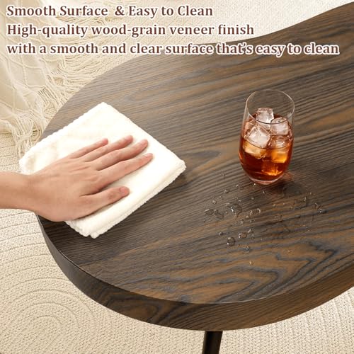 Image of Small Irregular Coffee Table Thick Top Cloud Table for Living Room Modern Industrial Coffee Table Wooden Funky Coffee Tables for Small Space Home Office Easy Assembly Rustic Brown