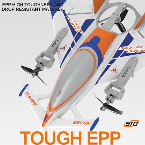 Image of FLYCOLOR QIDI 570 RC Airplane 2.4Gh 6CH RC Glider Fixed Wing Aircraft 3 Flight Models Brushless RC Helicopters Vertical Takeoff RC Glider (Blue)