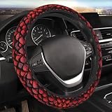 Dragon Red Scales Car Steering Wheel Cover - Easy to Install - 15 Inch for Fits Most Vehicles
