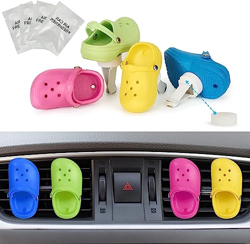 4 Pack Cute Shoe Car Air Freshener Vent Clips With 4Pcs Refills Solid Fragrance Replacement Pads Car Perfume Clip Conditioning Car Interior Decor Accessories For Men/Women #TOP1