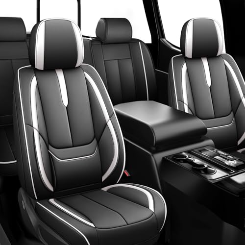 Image of ILMO Seat Covers for Chevy Silverado 1500 2007-2026 (Black&White,Full Set)