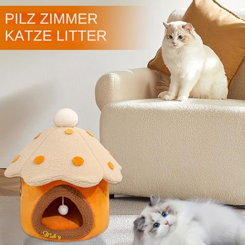 Maison de chat en forme de champignon aux finitions soignées et durables - 8
