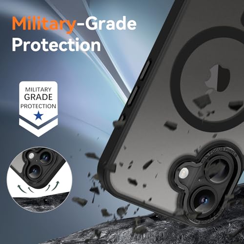 Image of YINLAI for iPhone 17 Case 6.3-inch,Magnetic Compatible with MagSafe, Slim Matte Anti-Fingerprint, Shockproof Full Body Military Grade Protection for iPhone 17 Cover, Black