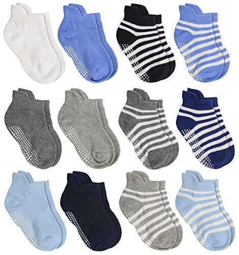 Image of Aminson Anti Slip Non Skid Ankle Socks With Grips for Baby Toddler Kids Boys Girls