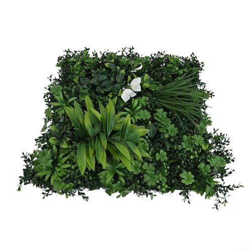 Honseadek Panel de pared artificial estable de 50 x 50 cm, verde UV, follaje realista para decoración de pared interior y exterior, instalación de flores en jardín (B)
