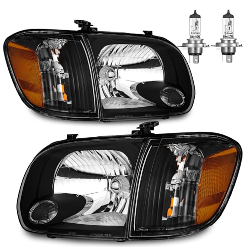 Image of Headlights for 2005-2006 Toyota Tundra Double /Crew Cab | ONLY fit 4 full size doors, for 2005-2007 Sequoia, Halogen Headlamp W /Bulbs,, Black Housing, Driver & Passenger Side