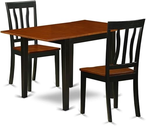 Miniatura 7 de East West Furniture NDAN3-OAK-LC - Juego de mesa de comedor de 3 piezas para espacios pequeños que contiene una mesa de comedor rectangular con