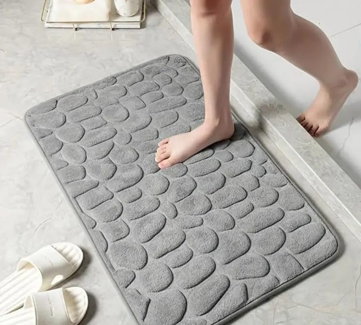 Generic Anti Slip Mat for Bathroom, Non-slip Mat for Bathroom, Kitchen Cobblestone Embossed Mat memory Foam anti slip Rug, LR00025