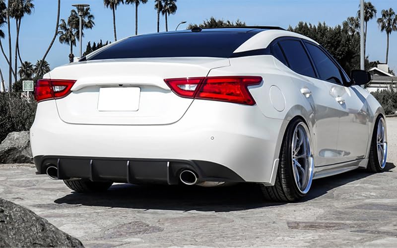 Rear Diffuser Compatible with 2016-2018 Nissan Maxima, Unpainted Black PU Splitter Spoiler Valance Under Lip Body Kit by IKON MOTORSPORTS