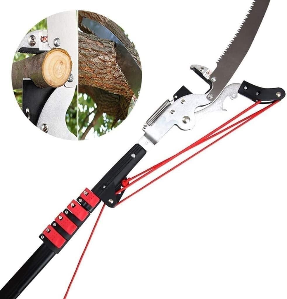 Tijeras de podar telescópicas extensibles con polea de trinquete, tijeras de podar manuales de largo alcance for árboles altos, herramientas de poda telescópica de ramas(5.4m/18ft)