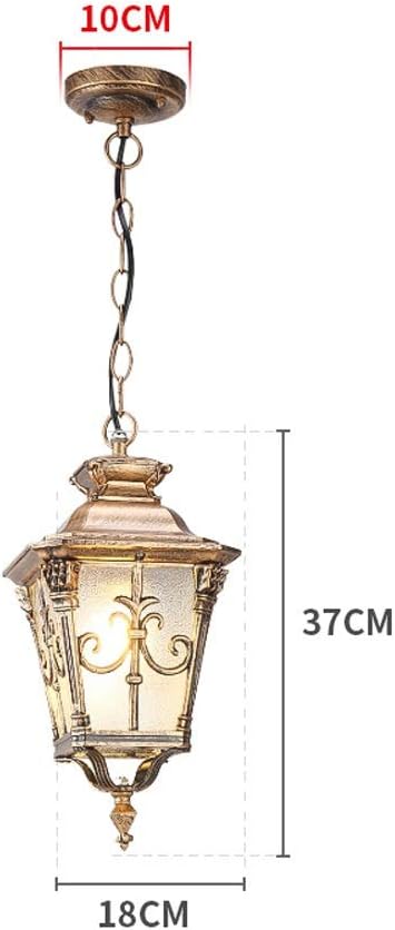 E27 Aluminum Metal Villa Outdoorlight Glass Lantern European Retro Creative Garden Pavilion Patio Chandelier Ip54 Waterproof Balcony Grape Sling Hanging Lamp Adjustable Flush Mount Light/Bronze_H-37Cm
