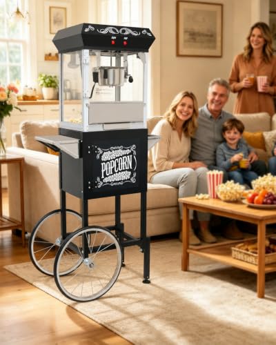 Image of 8 Oz Popcorn Machine with Cart for Home Party Office